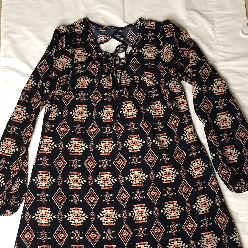 an aztec printed dress.